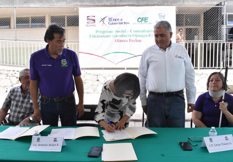 Entrega Fideicomiso del Gasoducto Ojinaga – El Encino techumbre metálica a El Aliviane A.C.