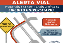 Mañana habrá reducción vehicular en Circuito Universitario por intervención