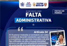 Exhorta Municipio a evitar faltas por realización de fiestas escandalosas
