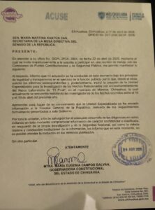 Maru Campos declina participar en reunión de trabajo en el Senado para no comprometer investigaciones en curso 1 WhatsApp Image 2026 04 28 at 9.20.24 AM