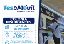 Atenderá Teso Móvil a vecinos de la Insurgentes, este lunes 26 de octubre
