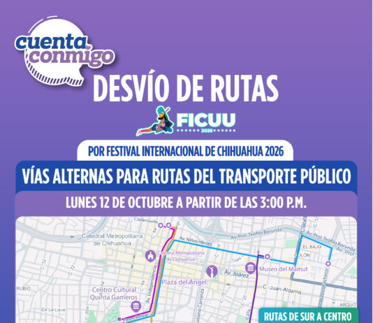 Anuncia Subsecretaría de Transporte modificaciones en rutas con motivo del cierre del FICUU 2026 mapas comunicado 12 de oct Desviacion rutas sur a centro